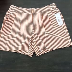 NEW Liz Claiborne pleated Sierra Brown Stripe Shorts 12